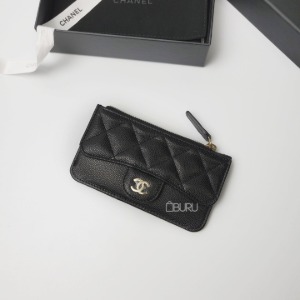 [당일 발송] 샤넬 신상 지퍼 카드 지갑 케이스 블랙 캐비어 금장 선물 AP2570 - 부루 구매대행