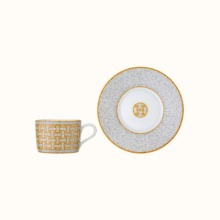 [해외] 에르메스 모자이크 골드 티컵 소서 커피잔 받침 2개 세트 Mosaique au 24 gold tea cup and saucer - 부루 구매대행