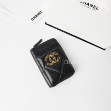 샤넬 19 지퍼 카드 지갑 블랙 금장 AP2701 - 부루 구매대행